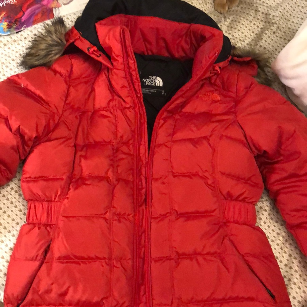 Red northface jacket